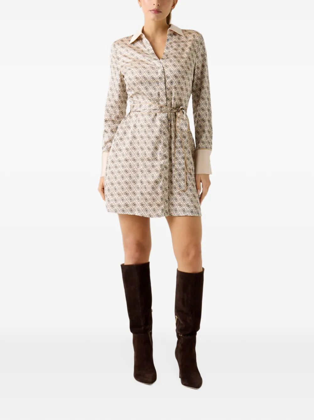 GUESS USA Blerta long sleeve chemisier dress Beige