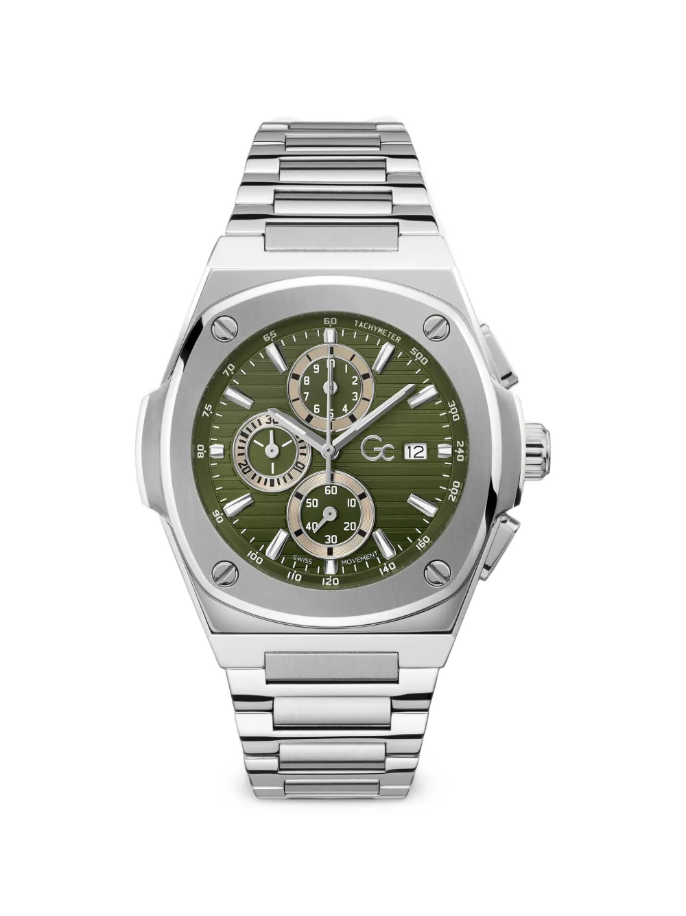 GUESS USA Gc Coussin Shape Chrono metal 44mm - Grün