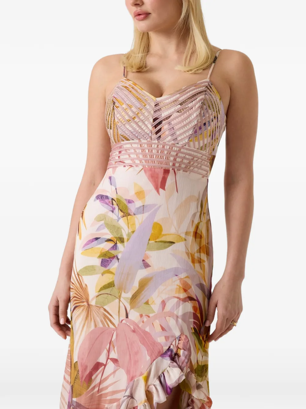 GUESS USA Volant maxi-jurk Beige