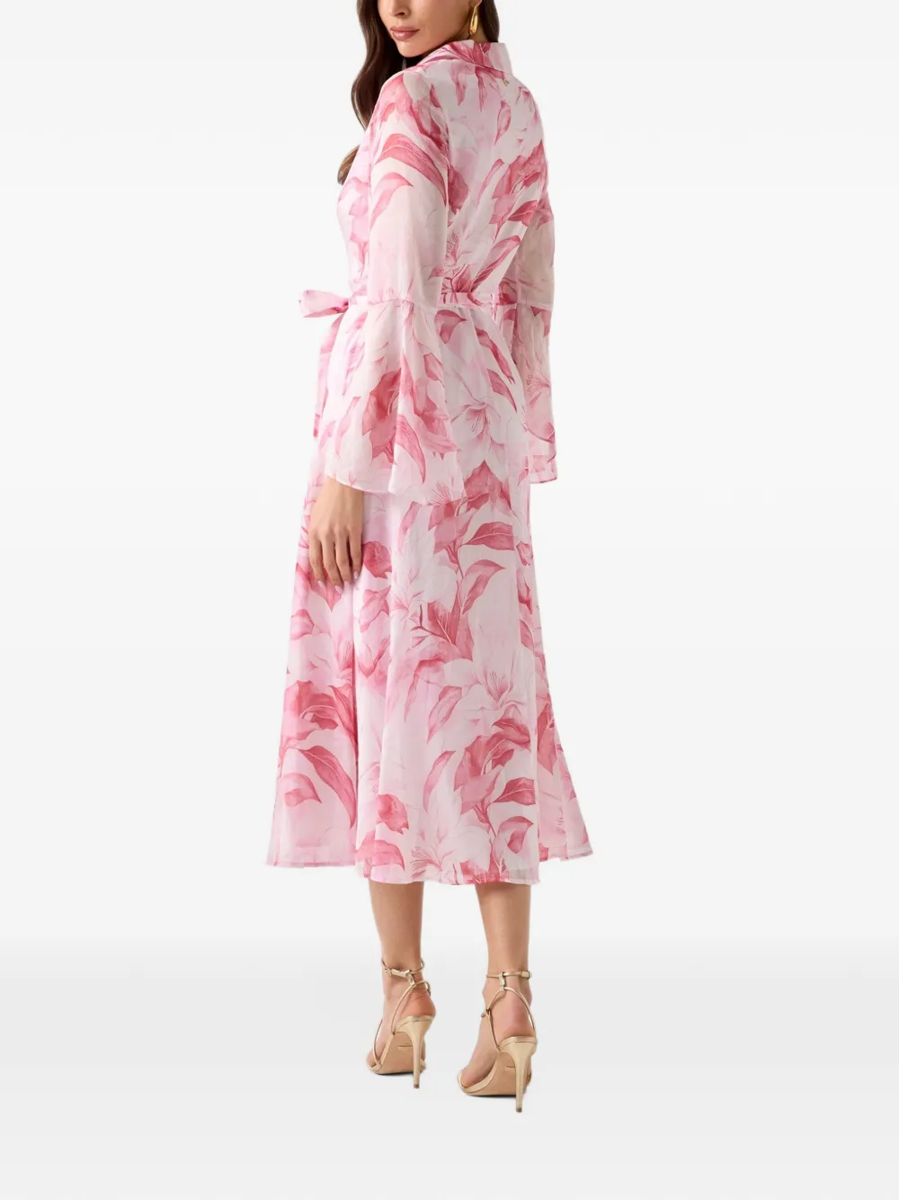 GUESS USA floral-print belted midi dress Wit