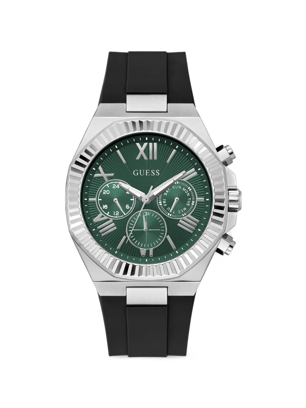 GUESS USA 44mm silicone multifunction watch - Verde