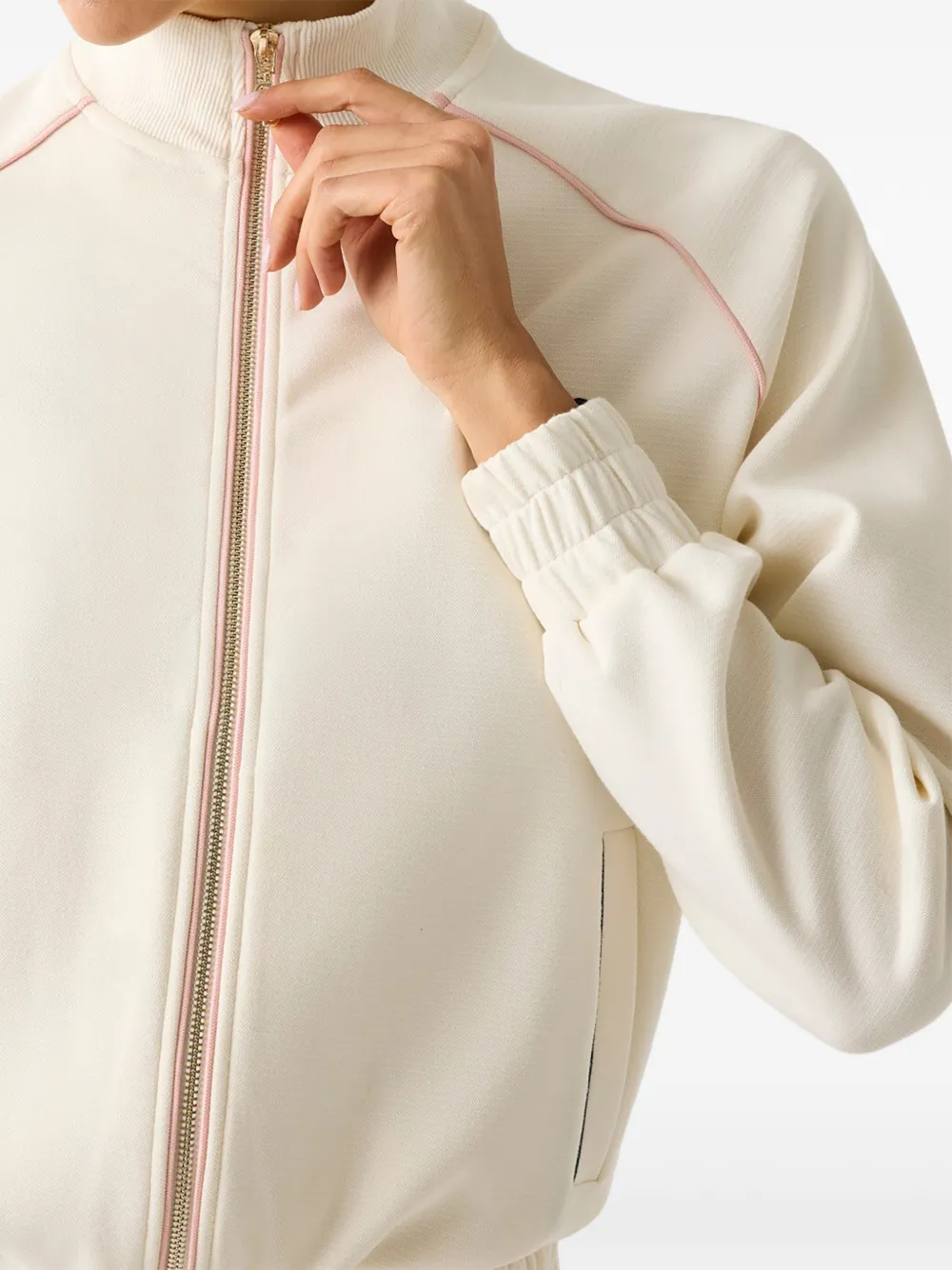 GUESS USA high neck full-zip sweater Beige