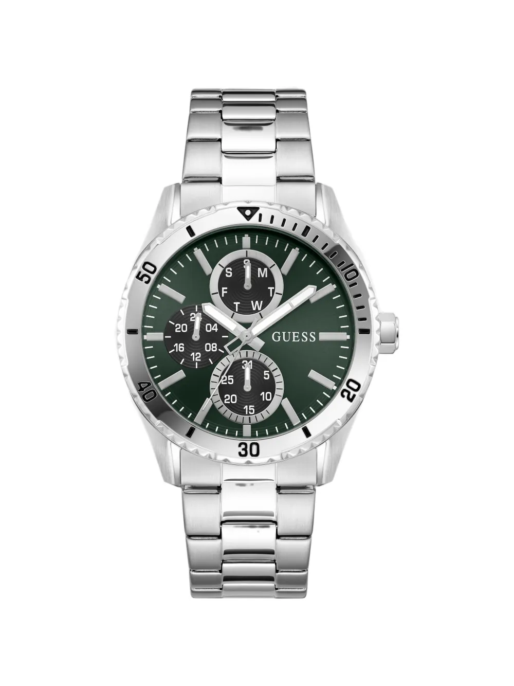 GUESS USA silver tone analog watch 43mm - Grün