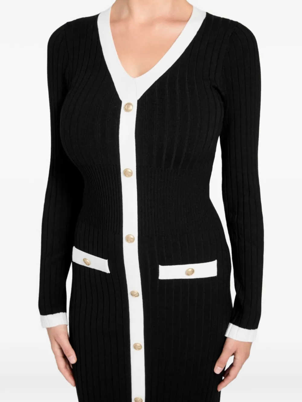 GUESS USA rib-knit midi dress Zwart