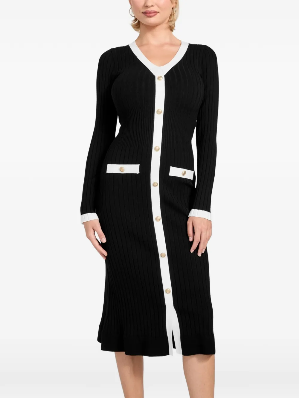 GUESS USA rib-knit midi dress - Schwarz