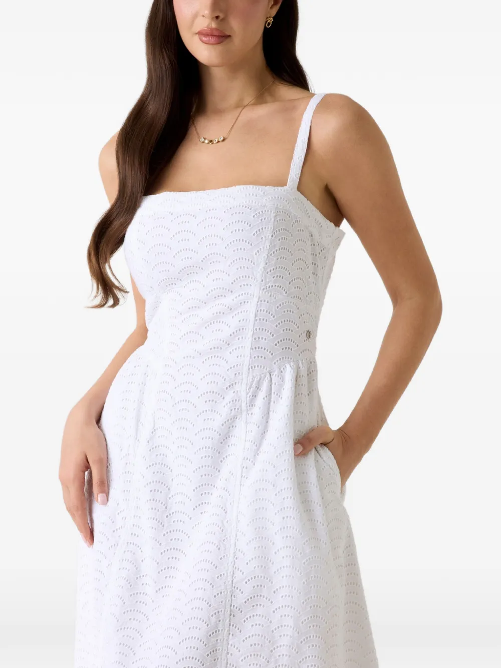 GUESS USA eyelets midi dress - Weiß