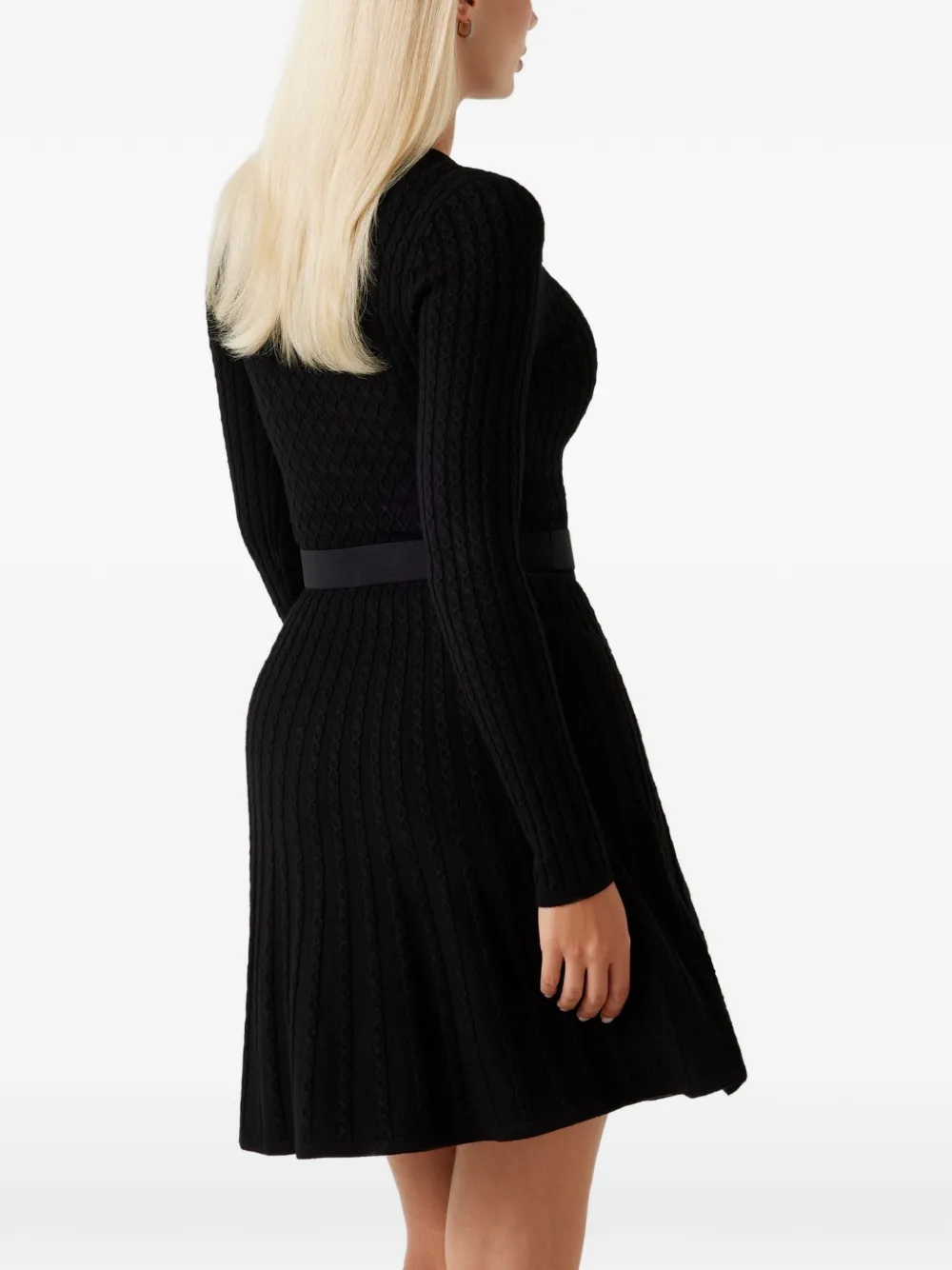 GUESS USA Hana cable-knit belted dress Zwart