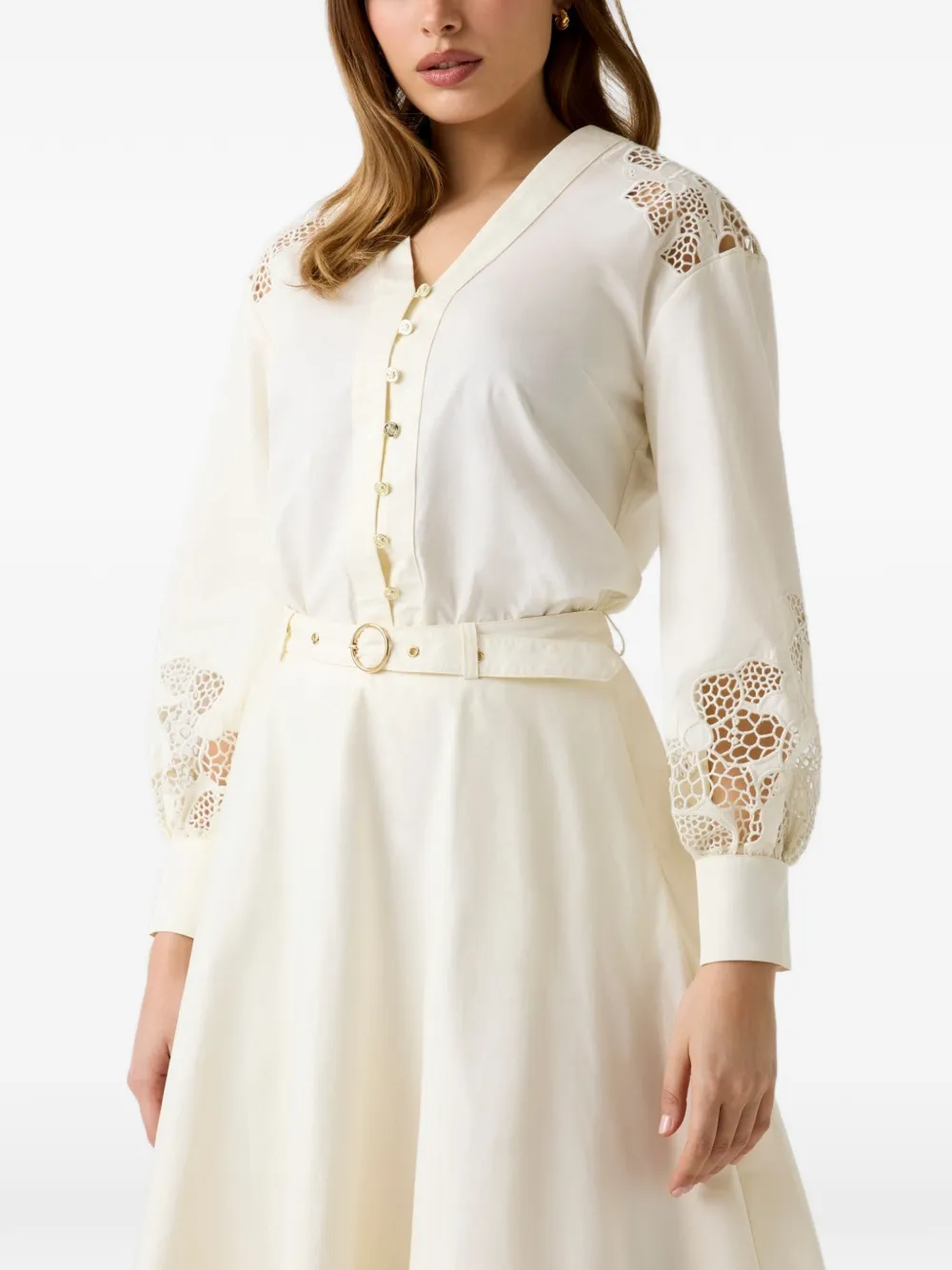 GUESS USA V-neck lace shirt - Nude