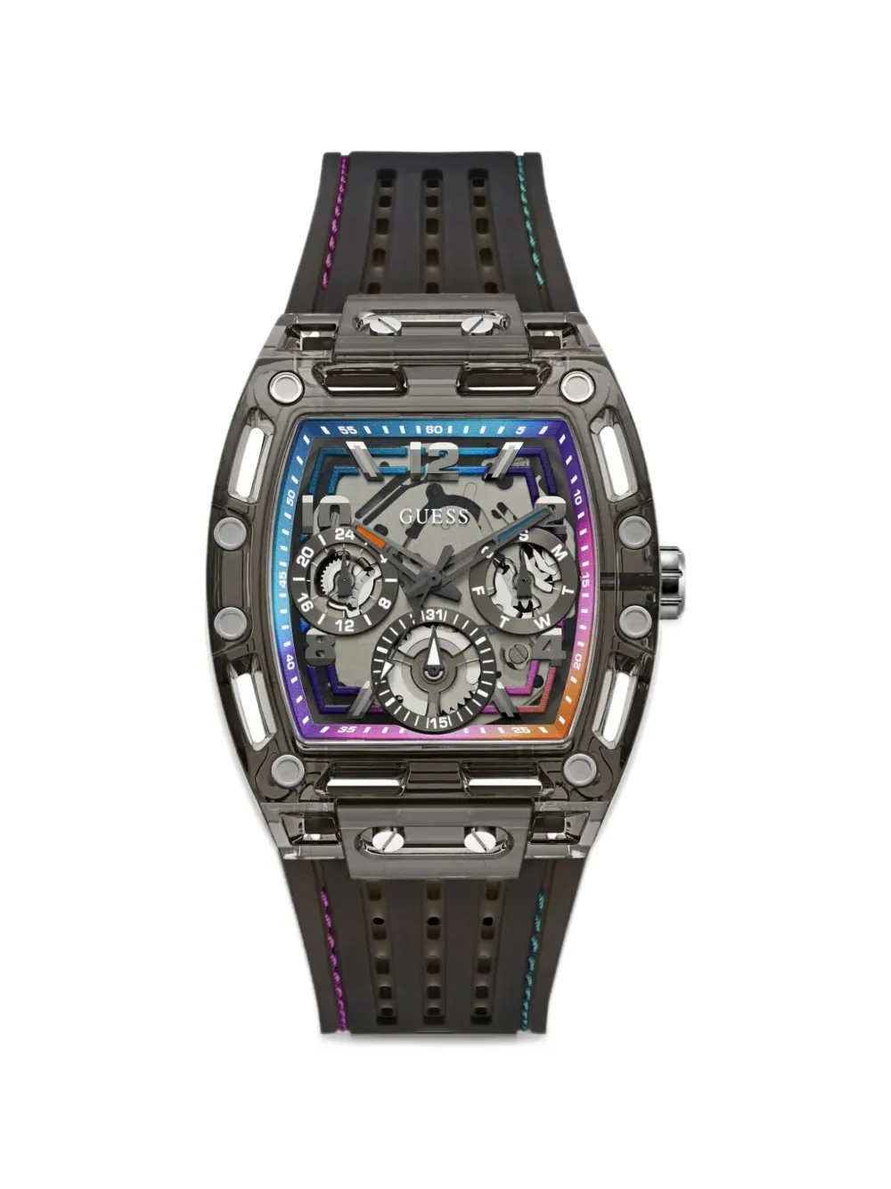 GUESS USA Transparent Cut-thru 44mm watch - Grigio