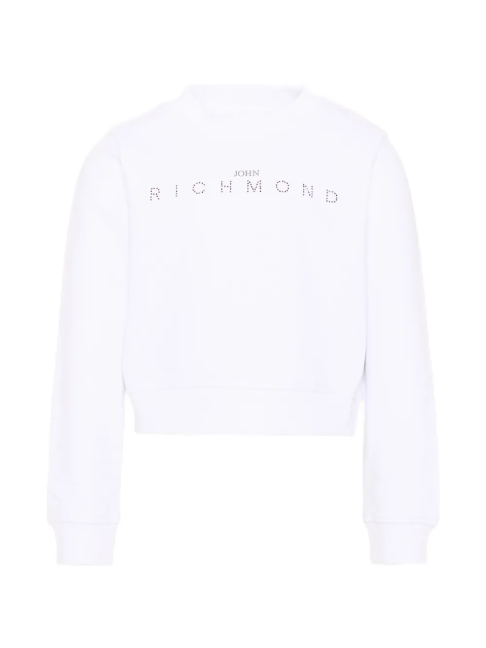 John Richmond Junior crystal-embellished logo-print hoodie - Bianco