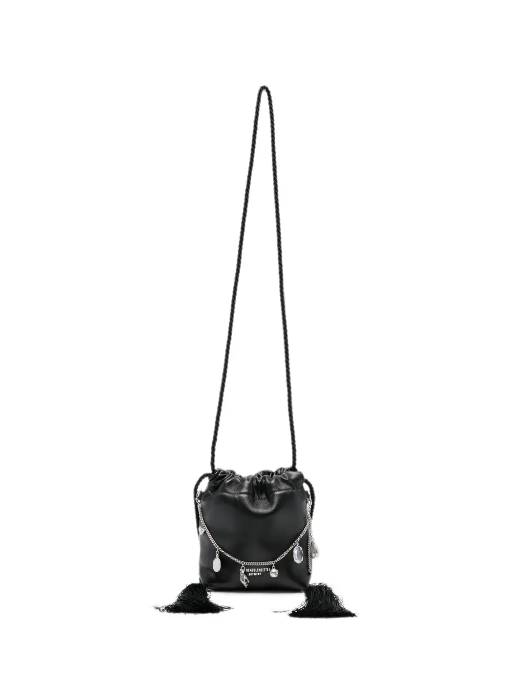 Ann Demeulemeester small Zoi charm-embellished tassel-detail bucket bag - Nero