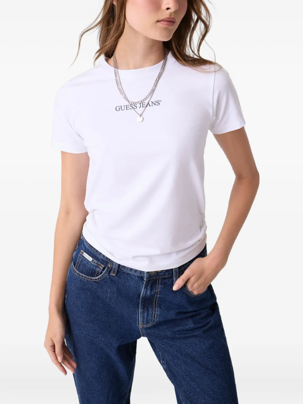 GUESS USA slim logo-print T-shirt Wit