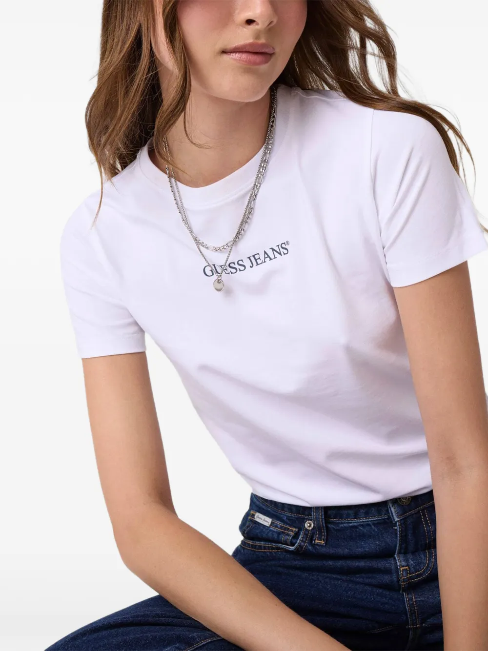 GUESS USA slim logo-print T-shirt Wit