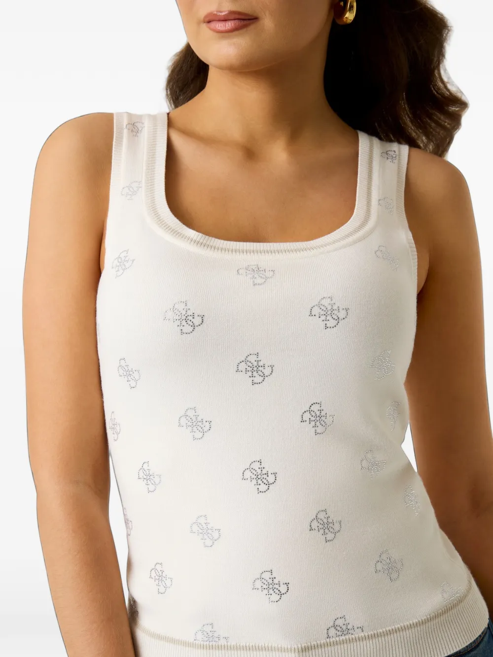 GUESS USA rhinestones tank top Beige