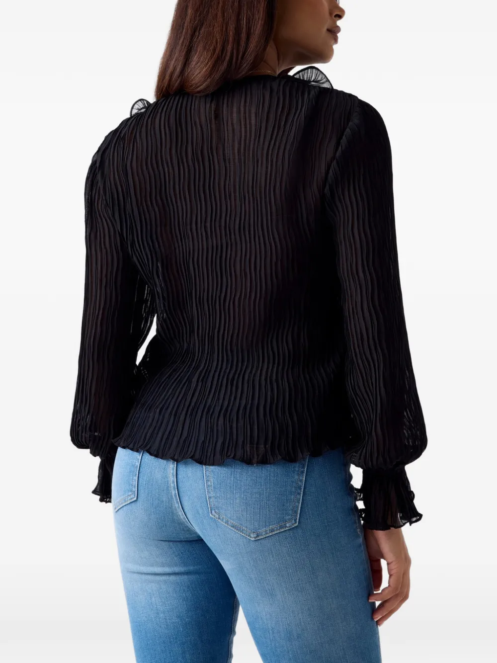 GUESS USA chiffon ruffle blouse Zwart