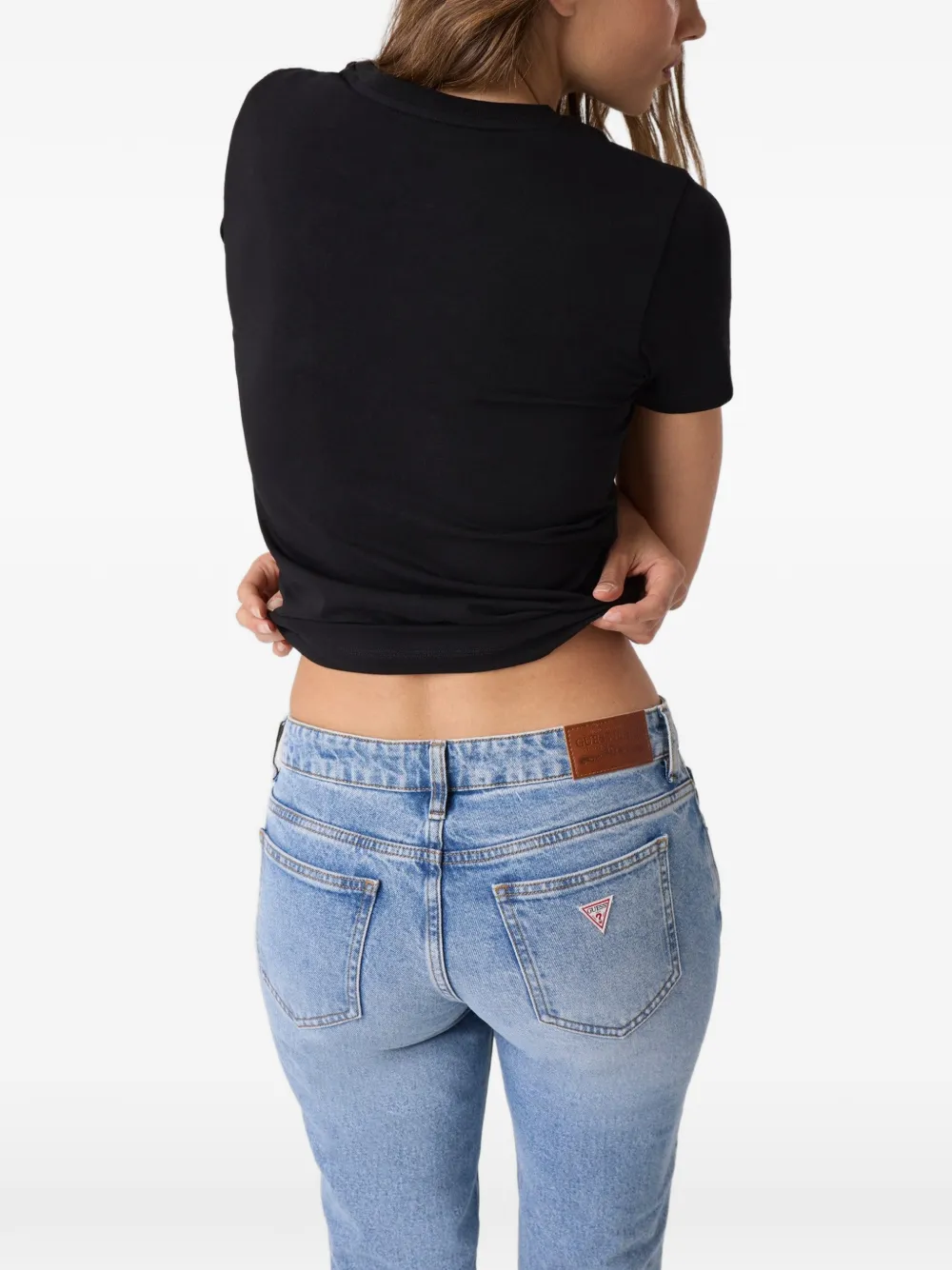 GUESS USA slim logo-print T-shirt Zwart