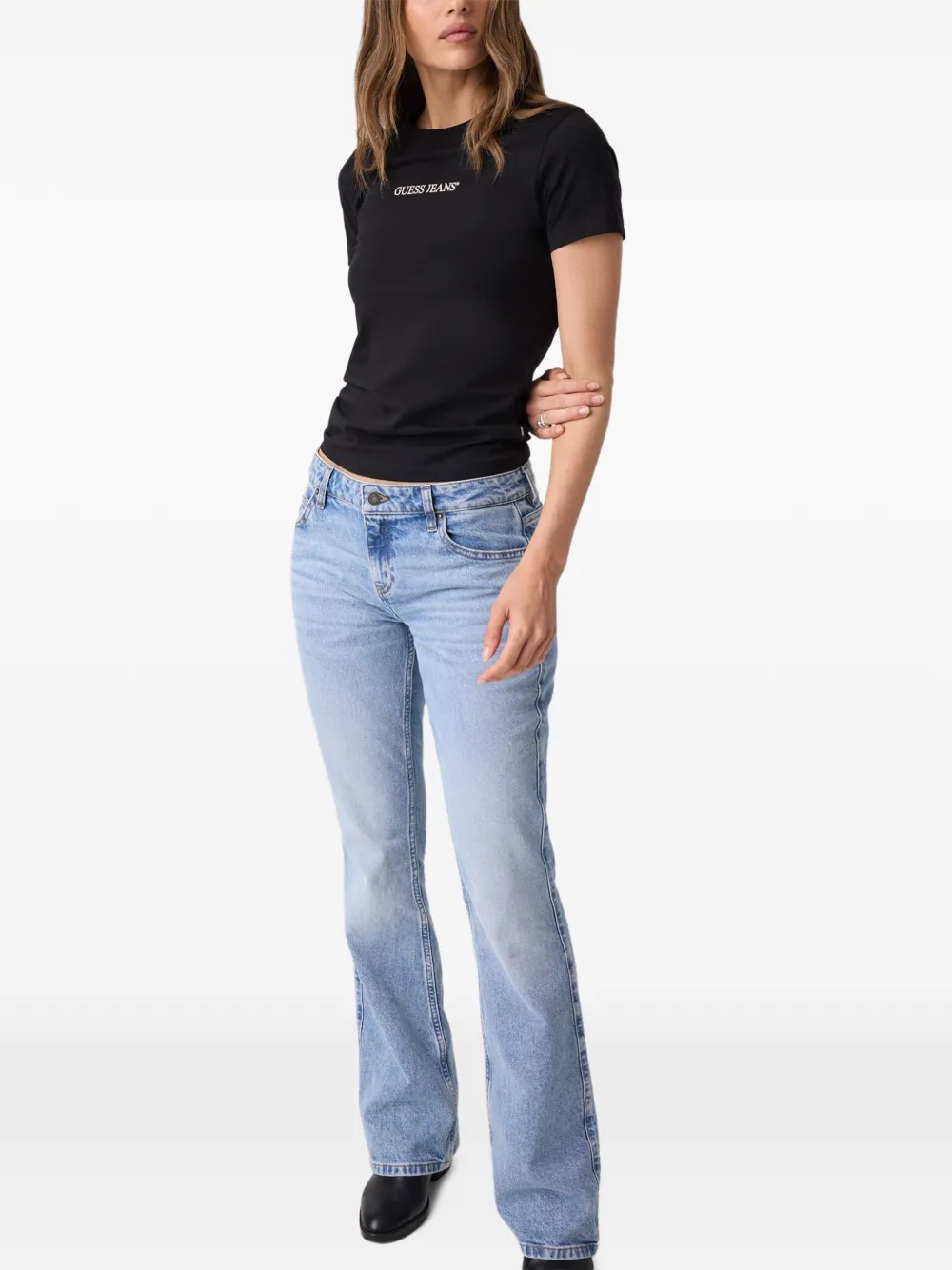 GUESS USA slim logo-print T-shirt Zwart