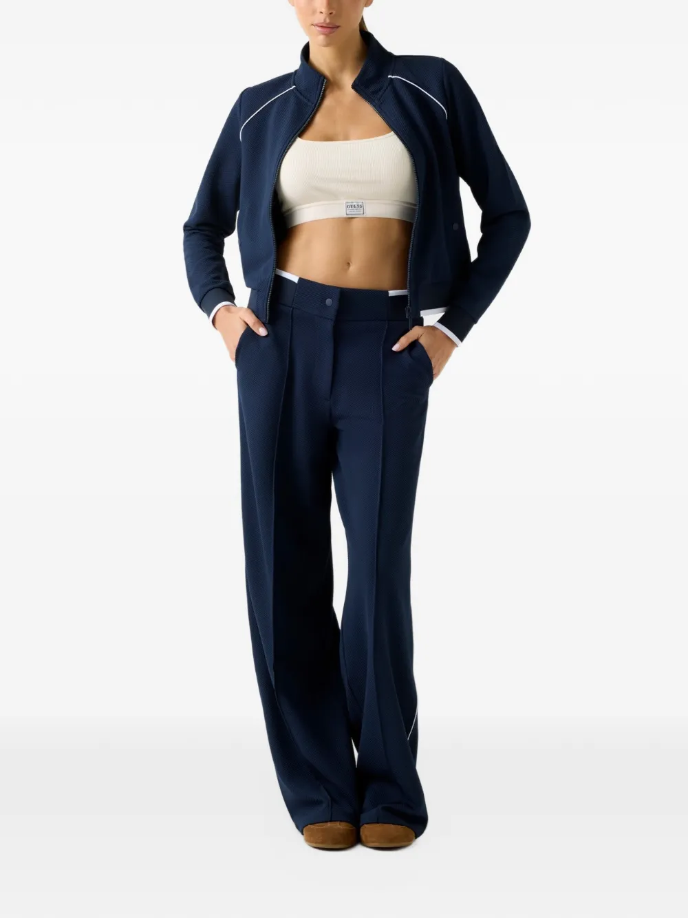 GUESS USA Sarah pique pants-blue Blauw