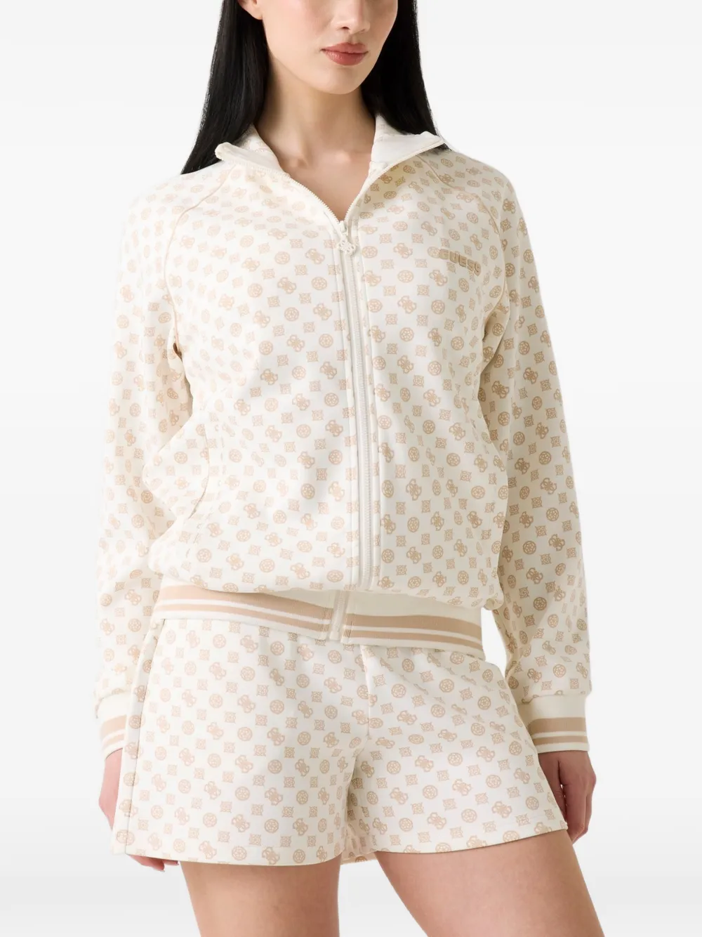 GUESS USA full zip scuba sweatshirt Beige