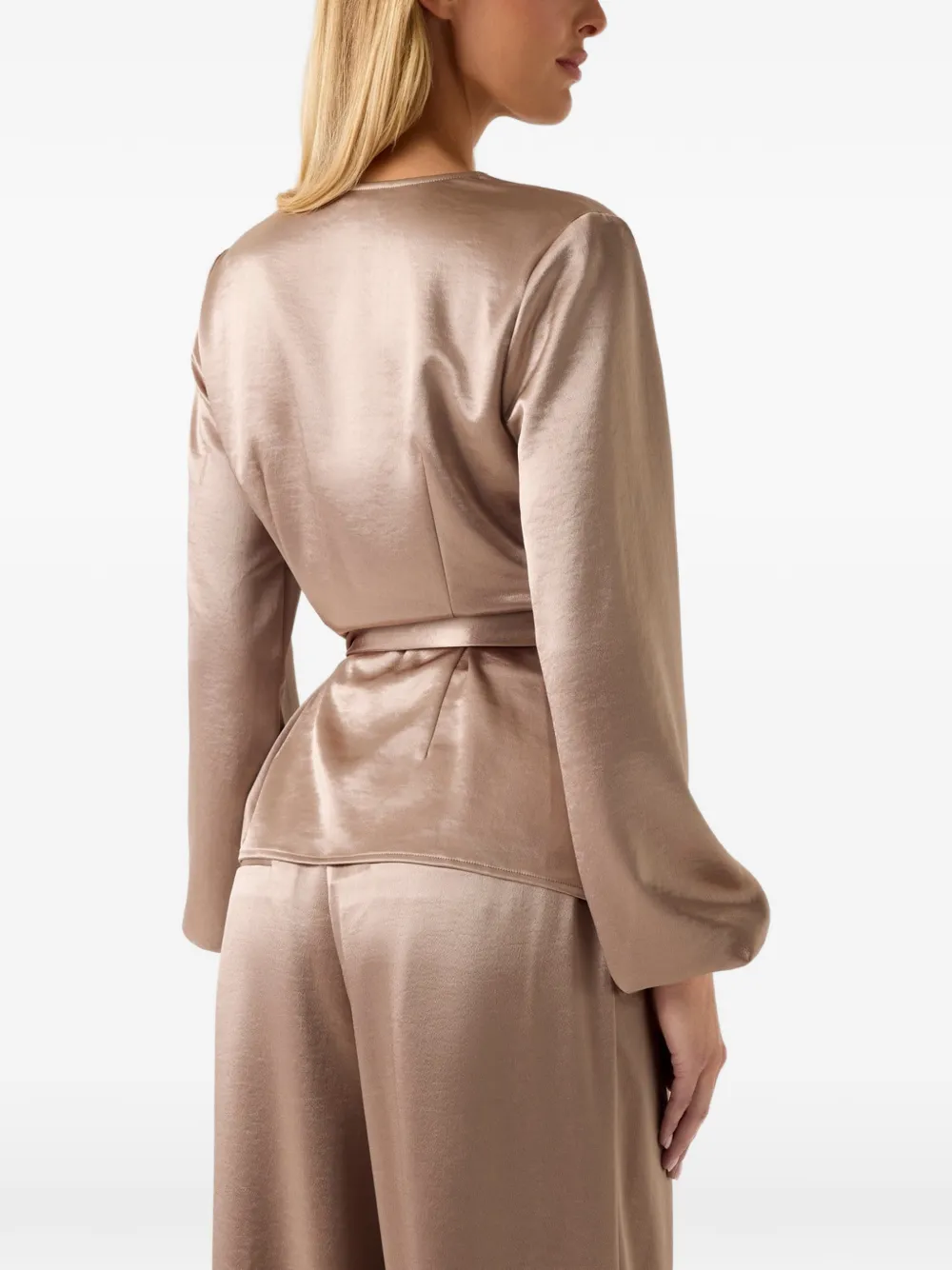 GUESS USA satin wrap blouse Beige