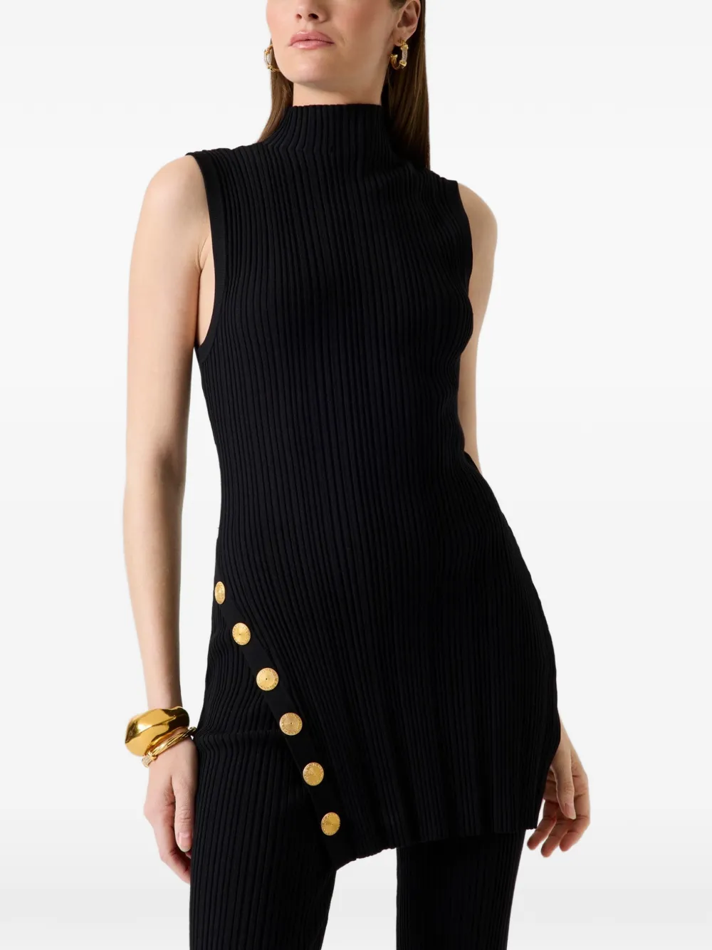 GUESS USA Marciano knitted top with side buttons - Schwarz