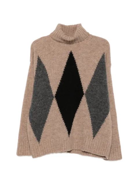 Jucca argyle roll-neck sweater