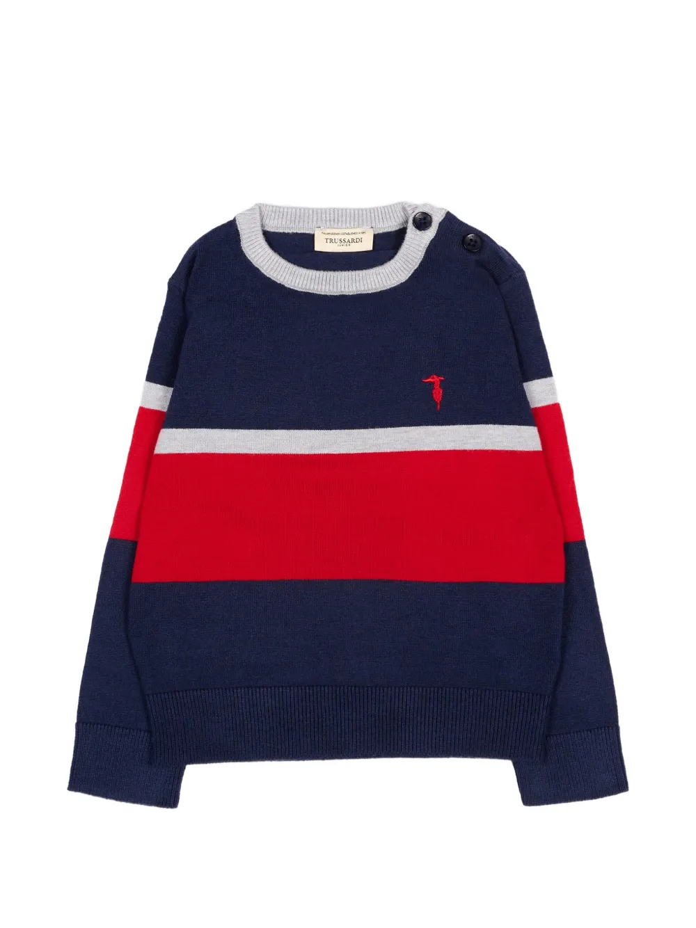 TRUSSARDI JUNIOR striped button-fastening sweater - Blu