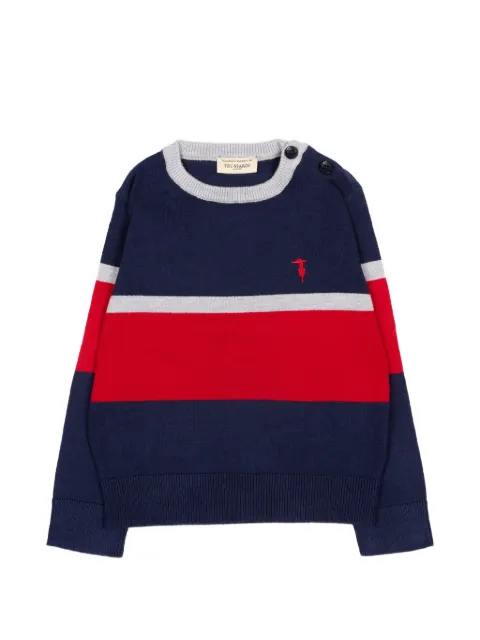 TRUSSARDI JUNIOR striped button-fastening sweater