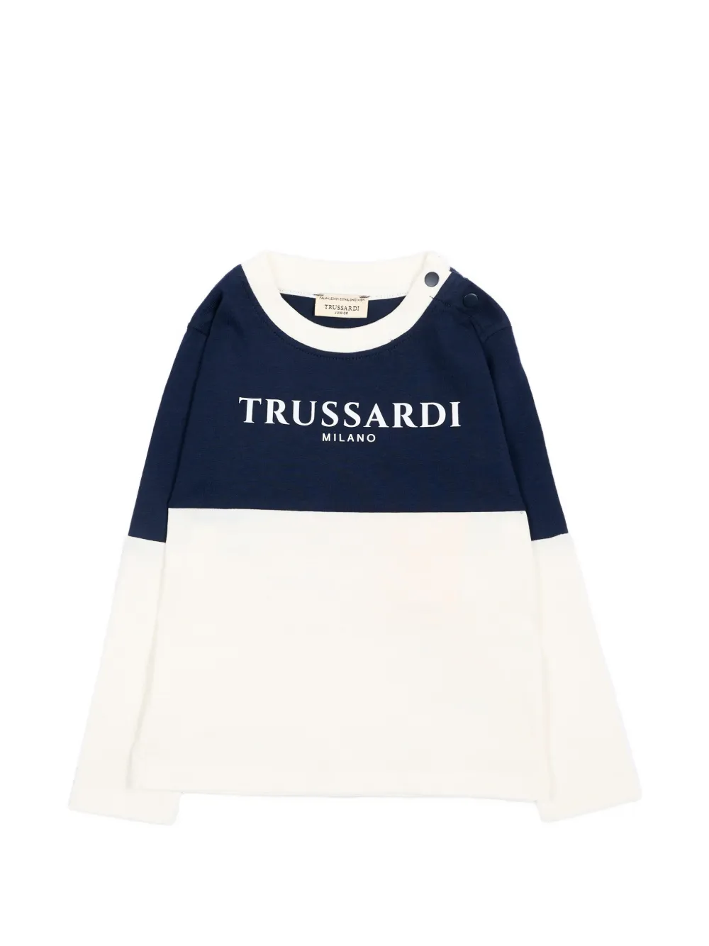 TRUSSARDI JUNIOR logo-print colour-block T-shirt - Blu