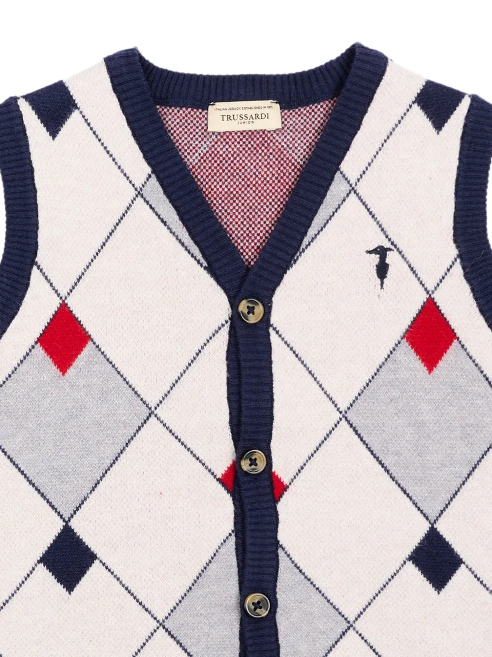 TRUSSARDI JUNIOR Gebreid vest met argyle-patroon en knopen Beige