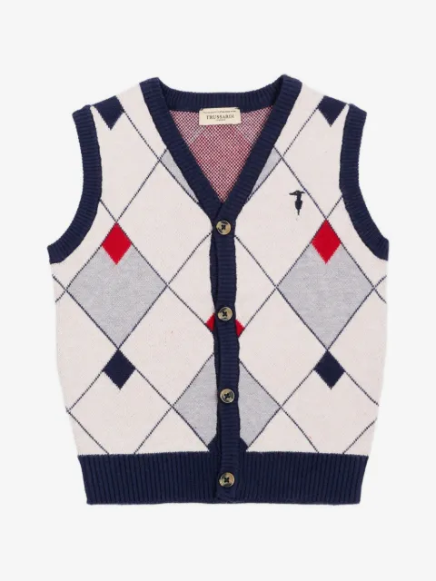 TRUSSARDI JUNIOR argyle-knit button-up cardigan