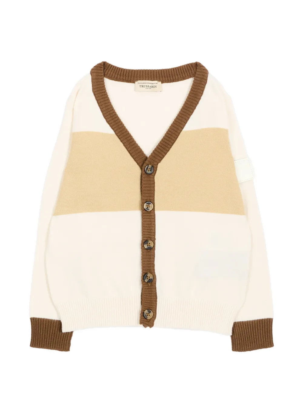 TRUSSARDI JUNIOR colour-block V-neck cardigan - Toni neutri