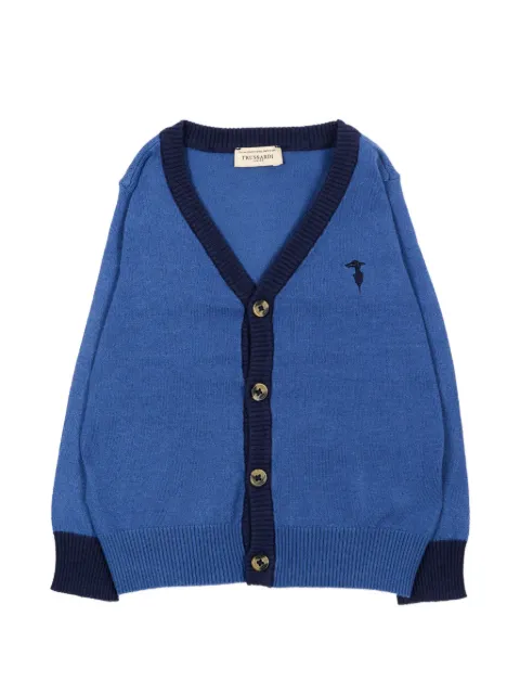 TRUSSARDI JUNIOR logo-embroidered V-neck cardigan