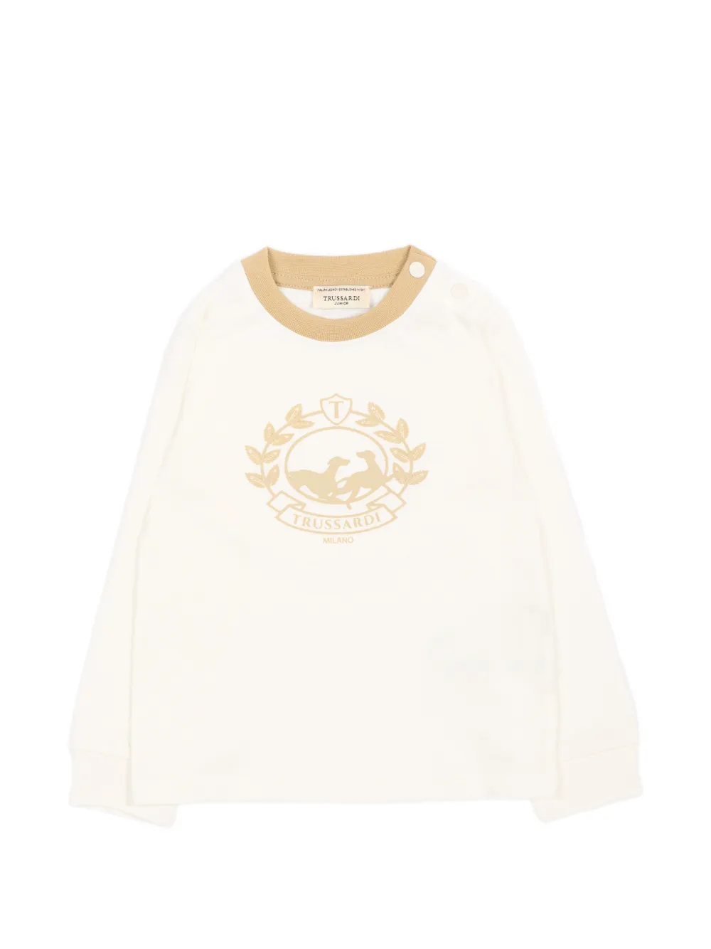 TRUSSARDI JUNIOR logo-print long-sleeve T-shirt - Toni neutri