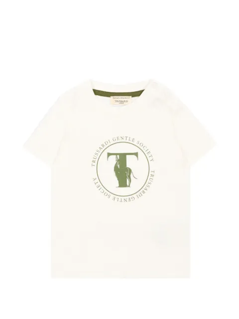 TRUSSARDI JUNIOR logo-print shoulder-button T-shirt