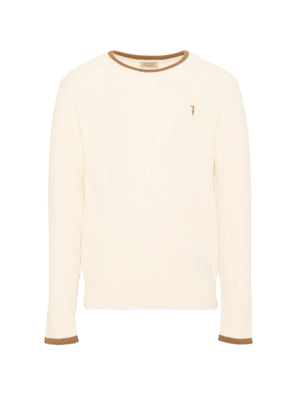 TRUSSARDI JUNIOR cable-knit embroidered-logo sweater - Toni neutri