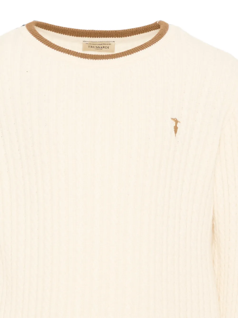 TRUSSARDI JUNIOR Kabelgebreide trui met geborduurd logo Beige