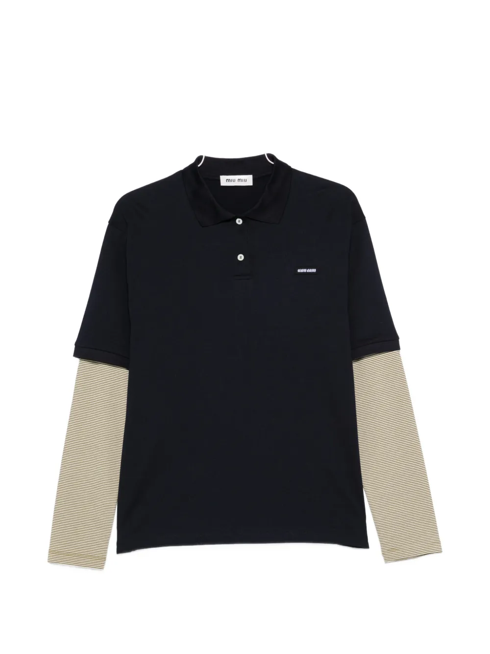 Miu Miu layered-sleeve striped polo shirt - Blu