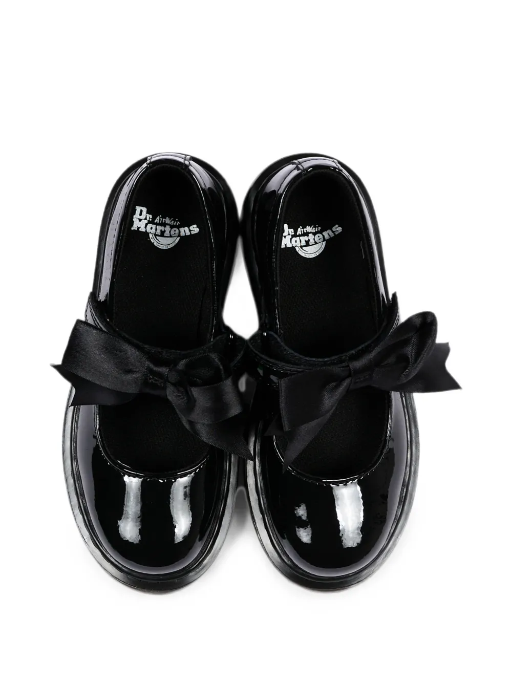Dr. Martens Kids Maccy II patent-leather bow-detail ballet flats Zwart