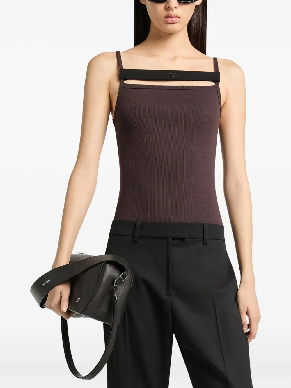 Courrèges Ribgebreide tanktop met bandje Paars