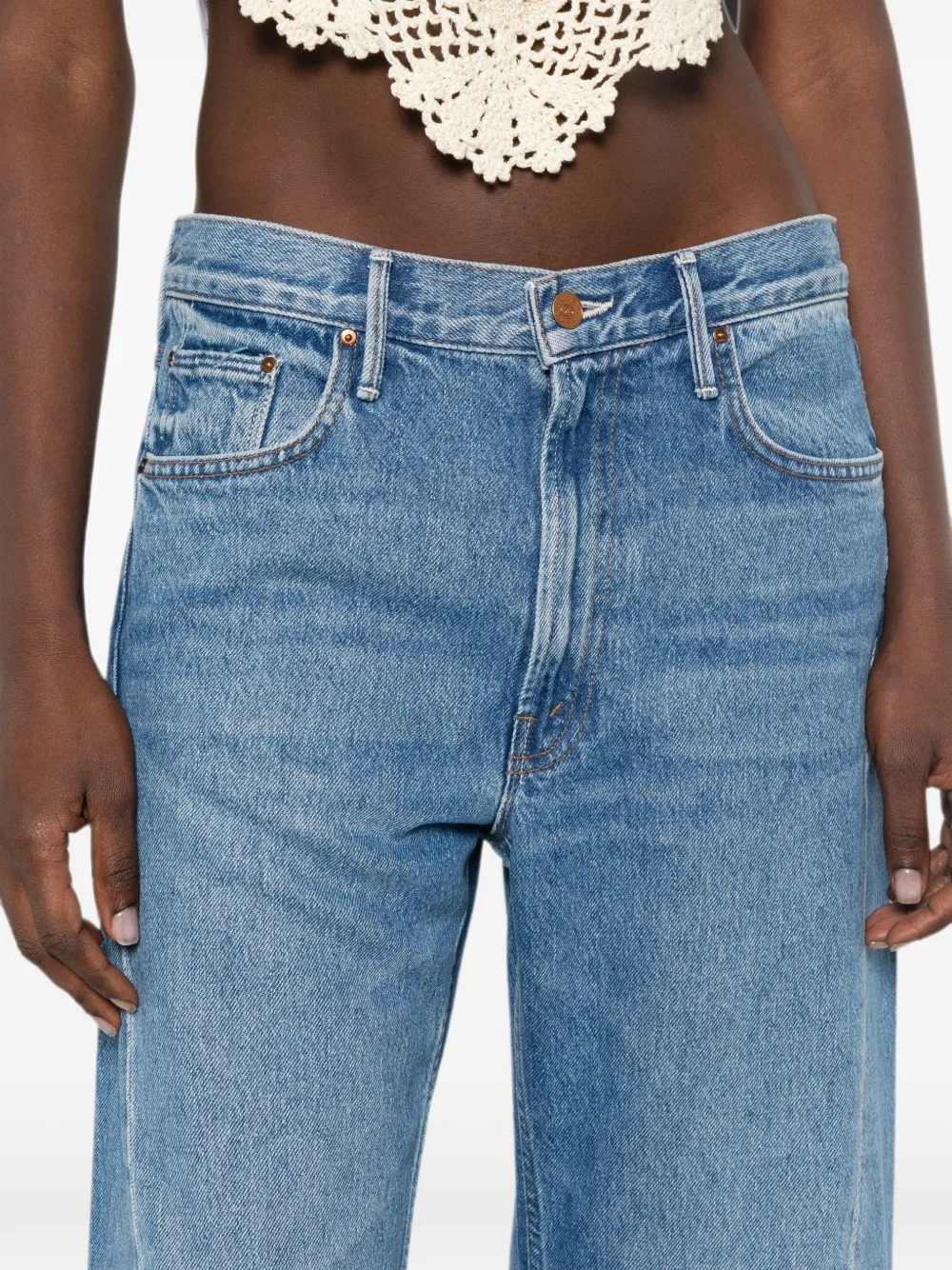 MOTHER Jeans met wijde pijpen en naad detail Blauw