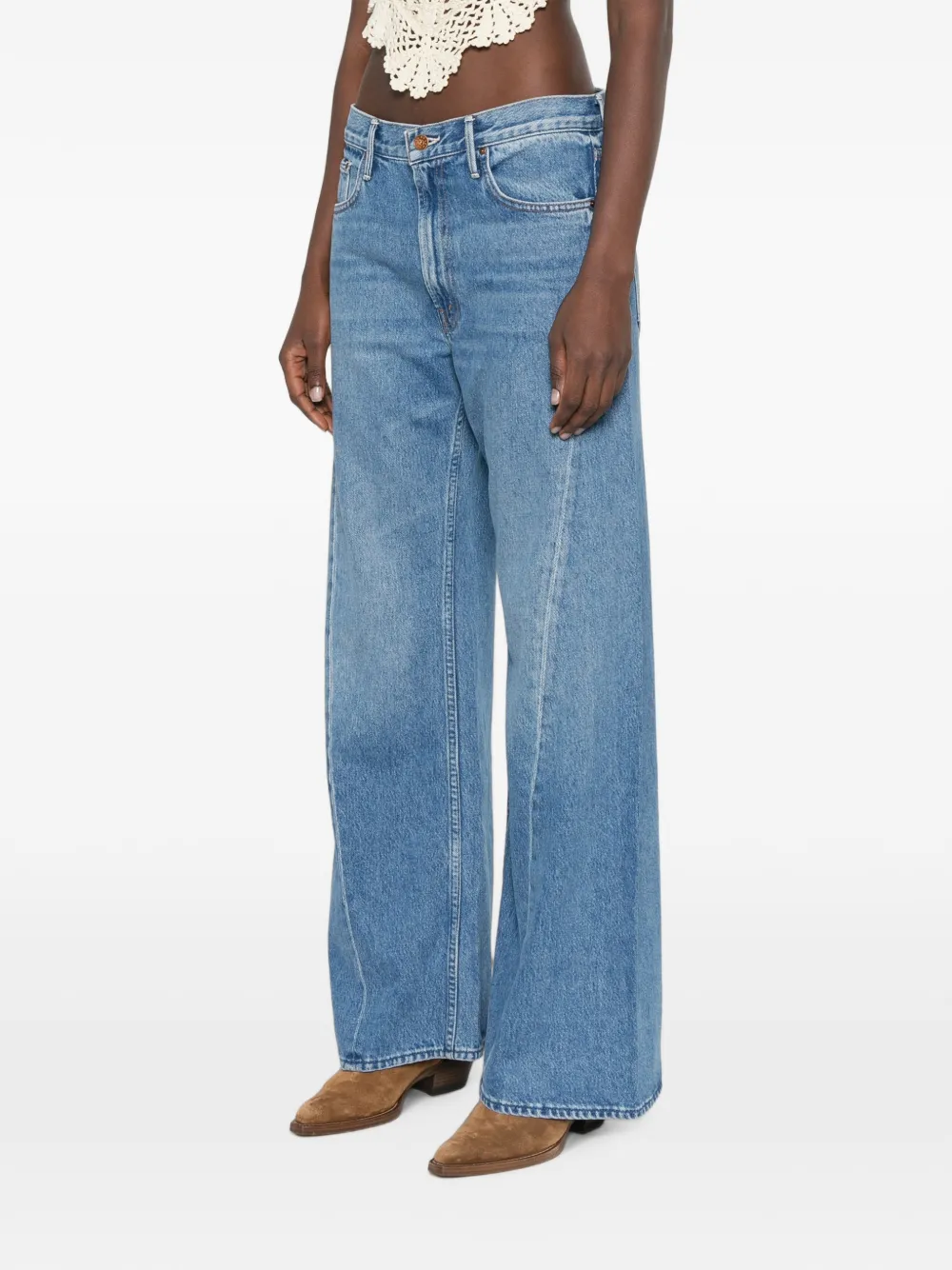 MOTHER Jeans met wijde pijpen en naad detail Blauw