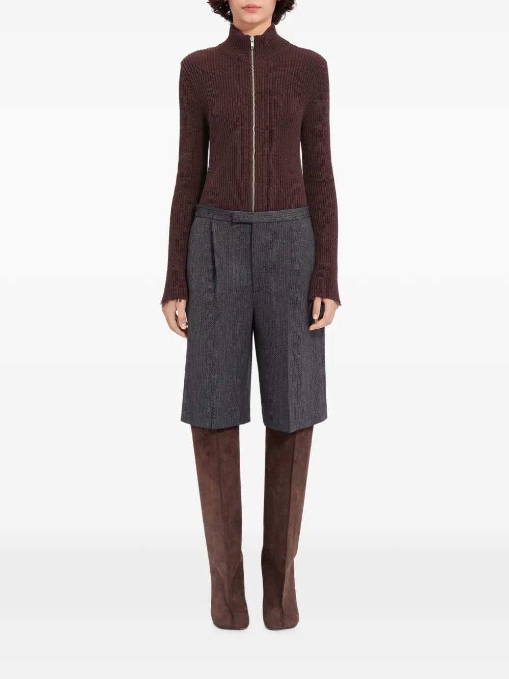 MM6 Maison Margiela Gestreepte shorts van wolblend Grijs