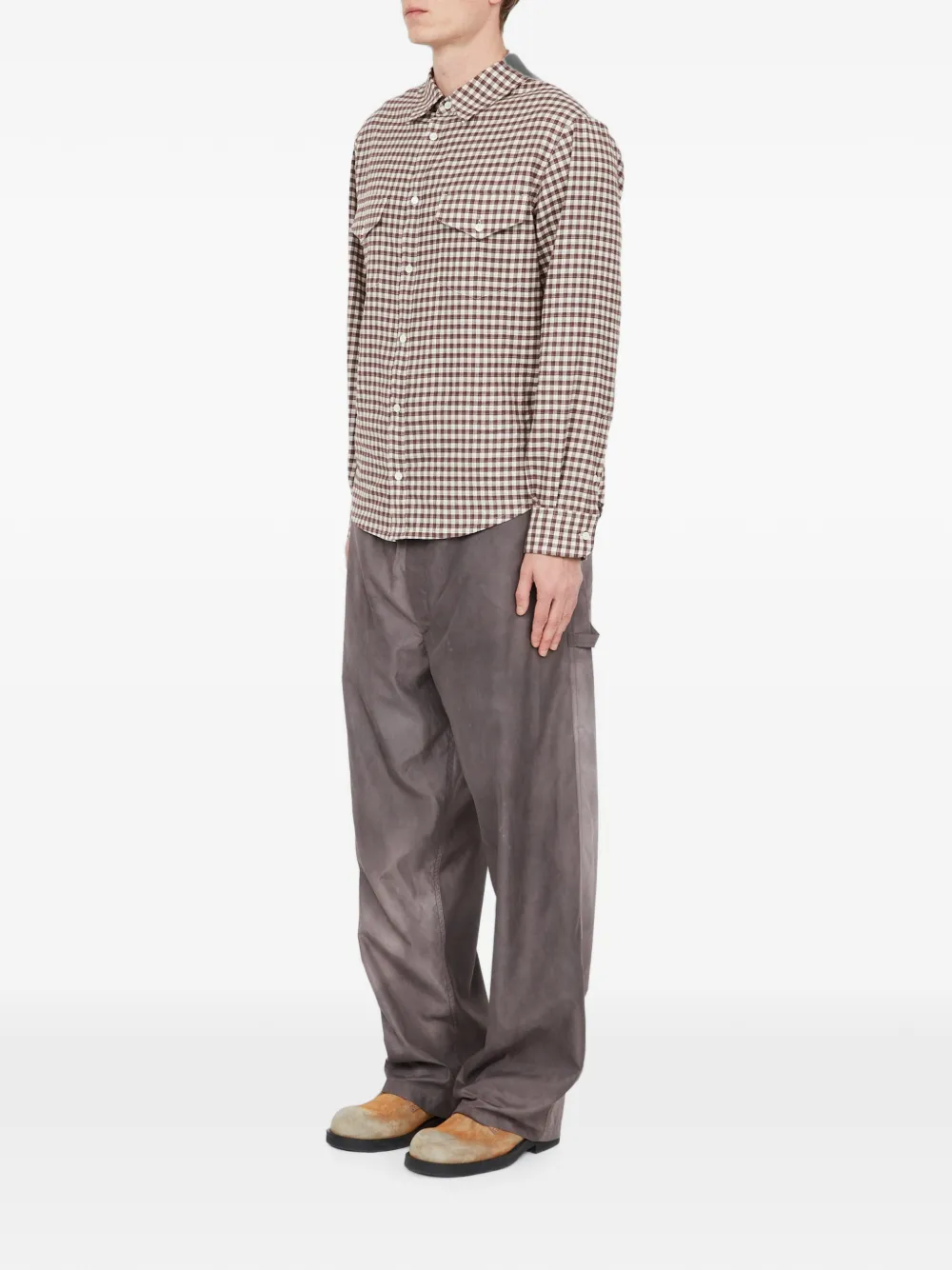 MM6 Maison Margiela チェック フランネルシャツ | ブラウン | FARFETCH JP