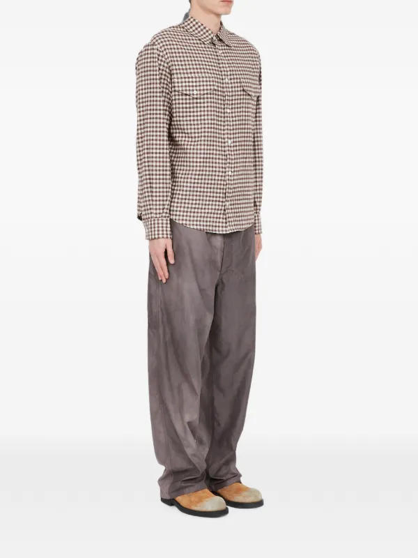 MM6 Maison Margiela チェック フランネルシャツ | ブラウン | FARFETCH JP