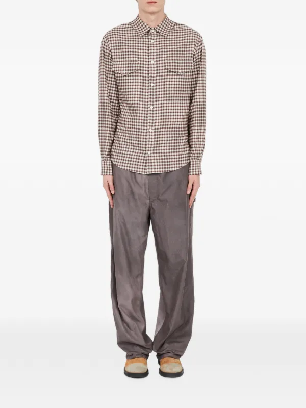 MM6 Maison Margiela チェック フランネルシャツ | ブラウン | FARFETCH JP