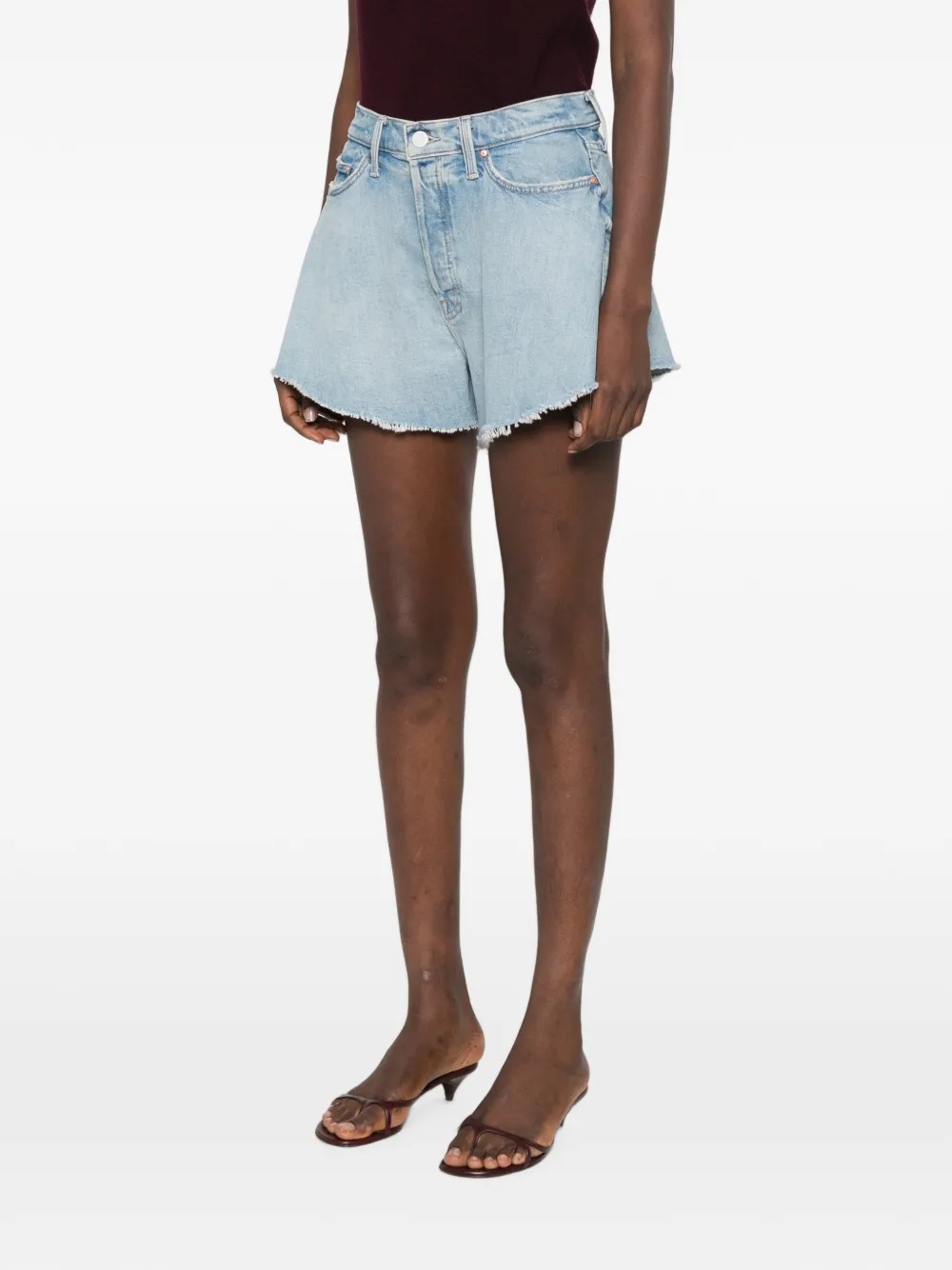 MOTHER Gerafelde shorts met hartpatch Blauw