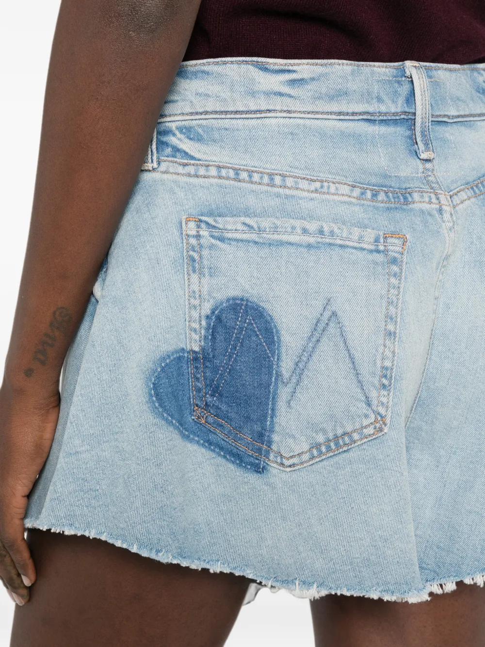 MOTHER Gerafelde shorts met hartpatch Blauw