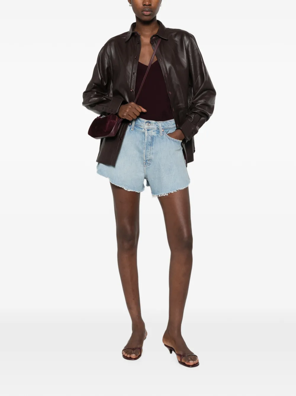 MOTHER Gerafelde shorts met hartpatch Blauw