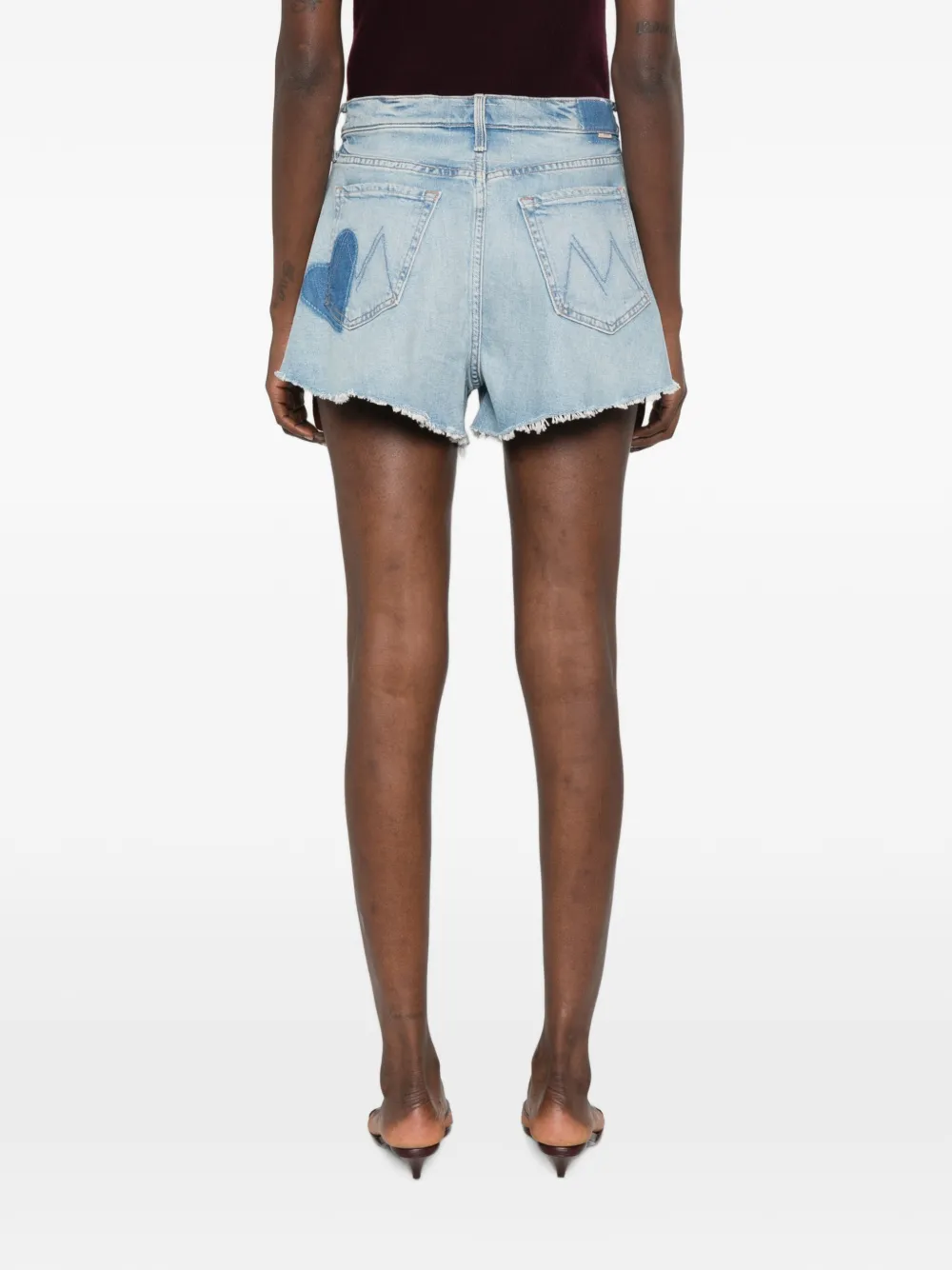 MOTHER Gerafelde shorts met hartpatch Blauw